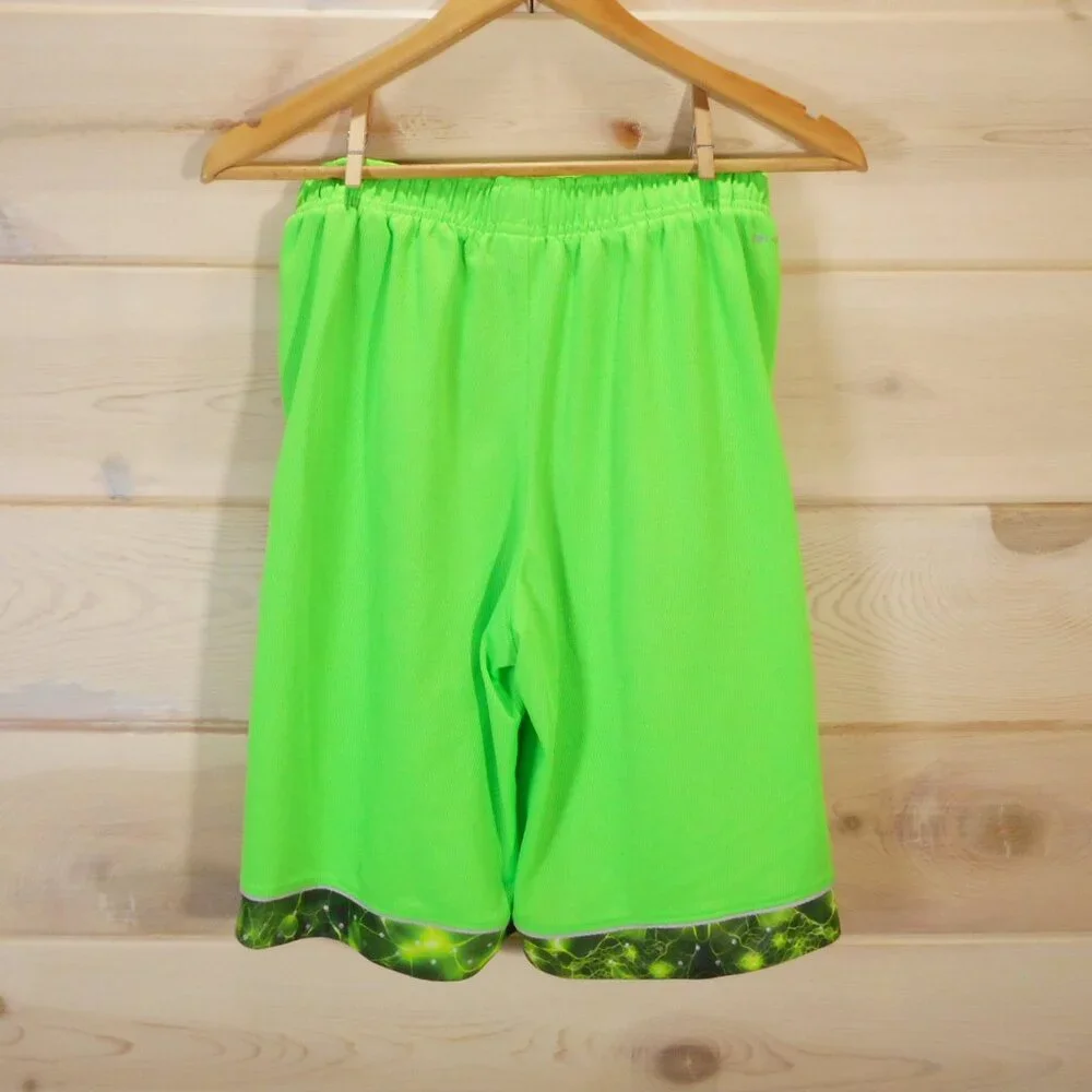 Nike Youth Size L Basketball Shorts Lime Green Mesh Pockets Athletic